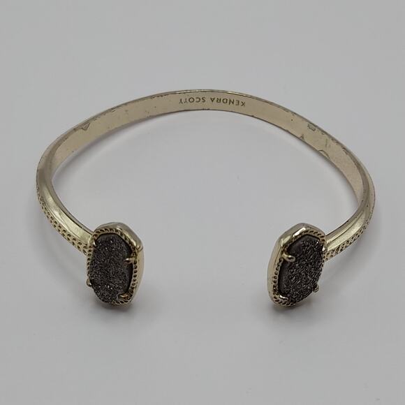 Kendra Scott Elton Cuff Bracelet, Drusy Stones, Gold Tone, 5 3/4 Inches - Picture 6 of 9